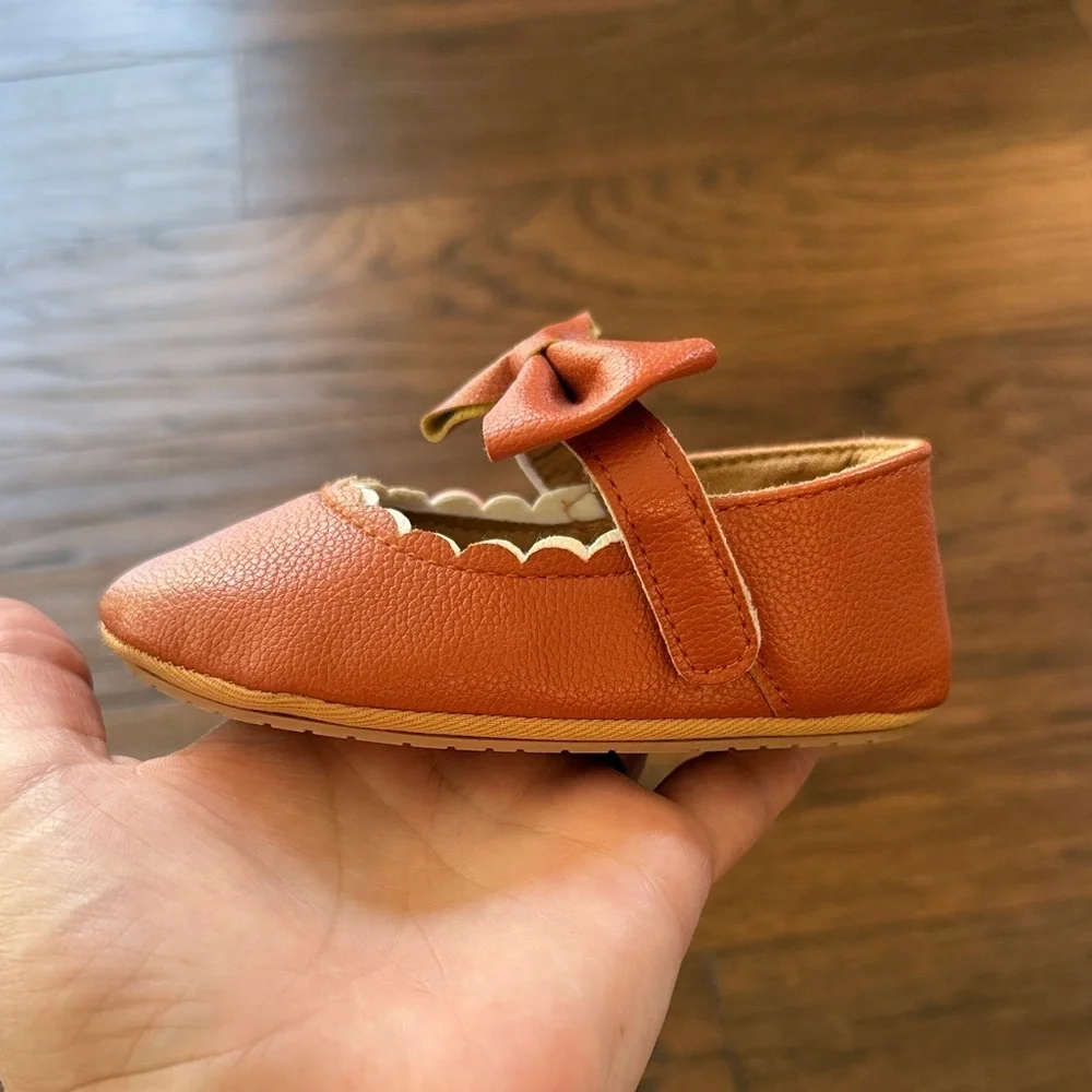 Brown Bow Toddler Baby Mary Jane Dress Shoes
